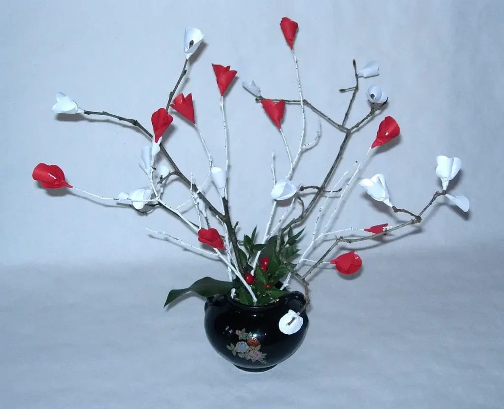 Chant du vase chinois – composition florale artistiques de Florence Boutoulle, tirées d’une œuvre originale, proposées par Fébécréations.fr