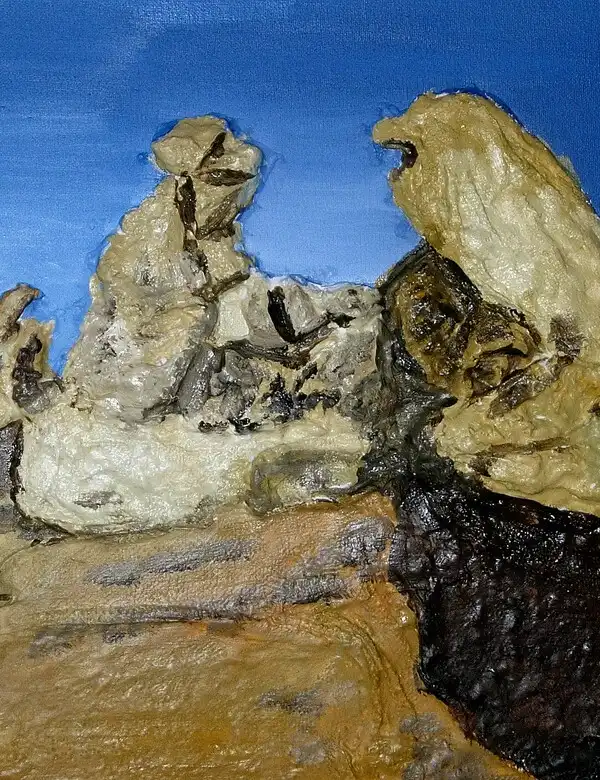 “Peinture intitulée ‘Femmes du Chili’, format 30x30 cm – artiste Florence Boutoulle – Fébécréations.fr