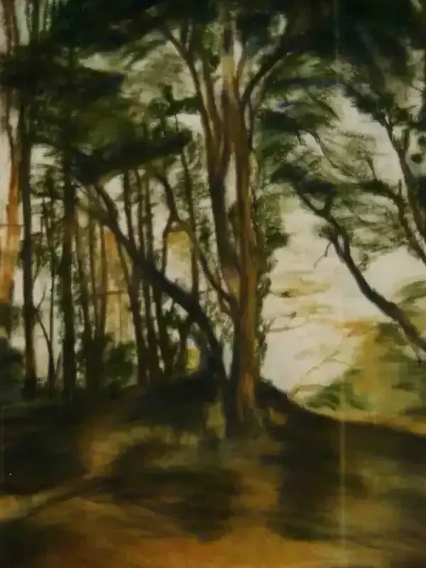 Œuvre intitulée ‘Jardin des plantes’, réalisée au pastel sec, format 30x42 cm – artiste Florence Boutoulle – Fébécréations.fr