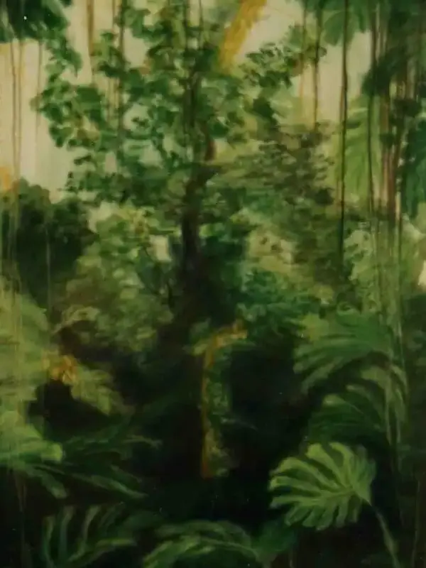 Œuvre intitulée ‘Serre tropicale’, réalisée au pastel sec, format 30x42 cm – artiste Florence Boutoulle – Fébécréations.fr