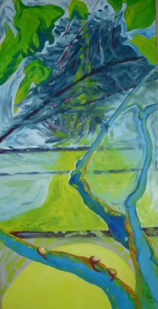 Tableau Éléments, peinture acrylique 40x80 cm sur toile, réalisé par l’artiste Florence Boutoulle