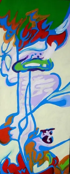 Peinture Élévation, acrylique 38x80 cm sur isorel, réalisée par l’artiste Florence Boutoulle